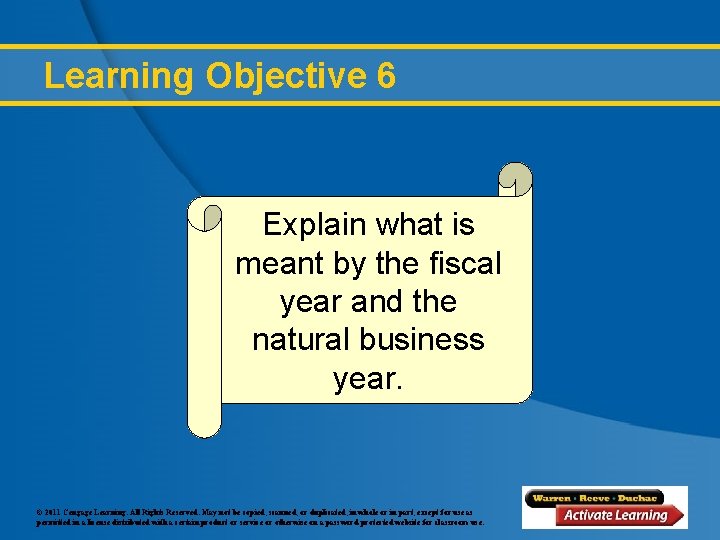 Learning Objective 6 Explain what is meant by the fiscal year and the natural