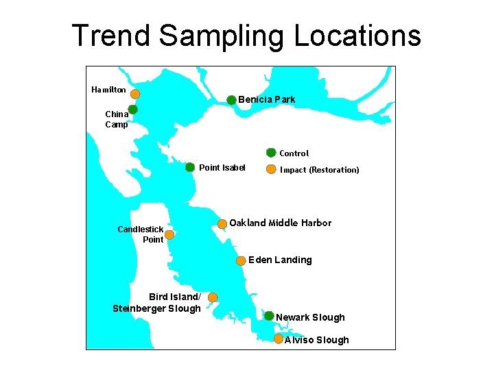 Trend Sampling Locations Hamilton Benicia Park China Camp Control Point Isabel Candlestick Point Impact