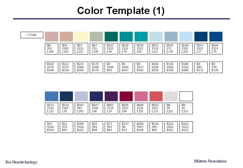 Color Template (1) 1 Color Bio-Nanotechnology H 6 S 81 L 189 H 14