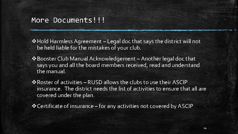 More Documents!!! v. Hold Harmless Agreement – Legal doc that says the district will