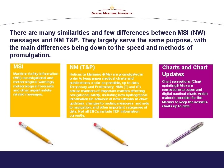 There are many similarities and few differences between MSI (NW) messages and NM T&P.