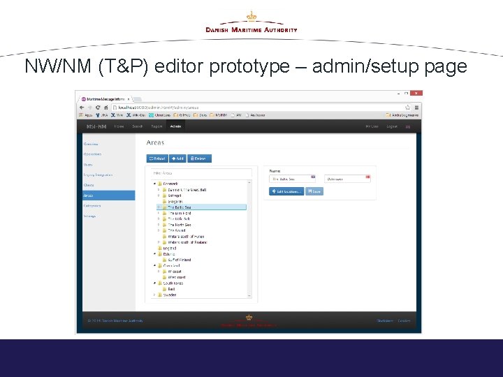 NW/NM (T&P) editor prototype – admin/setup page 