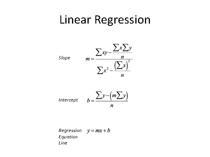 Linear Regression Slope Intercept Regression Equation Line 