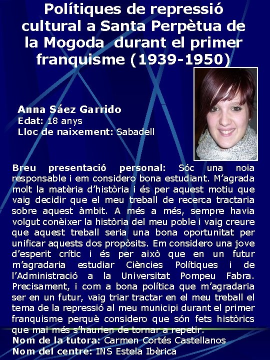 Polítiques de repressió cultural a Santa Perpètua de la Mogoda durant el primer franquisme