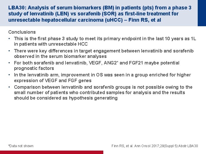 LBA 30: Analysis of serum biomarkers (BM) in patients (pts) from a phase 3