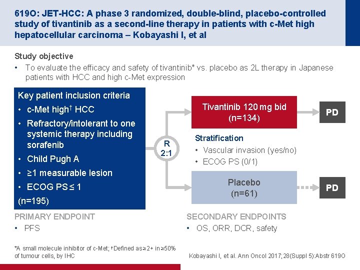 619 O: JET-HCC: A phase 3 randomized, double-blind, placebo-controlled study of tivantinib as a