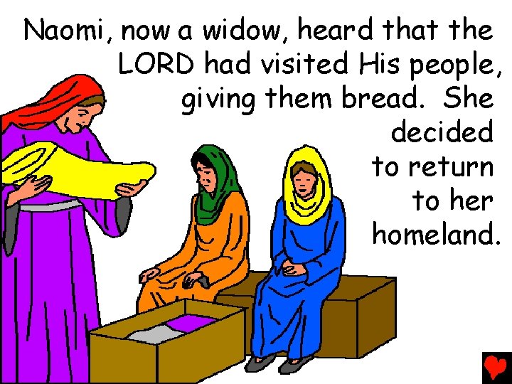 Naomi, now a widow, heard that the LORD had visited His people, giving them