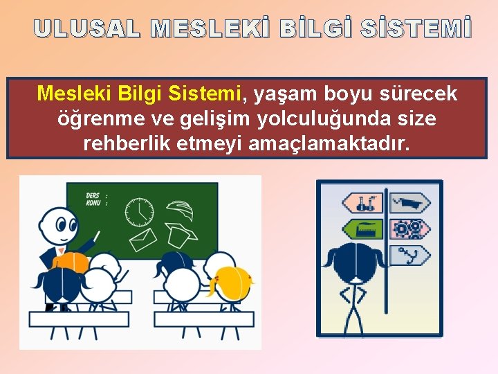 ULUSAL MESLEKİ BİLGİ SİSTEMİ Mesleki Bilgi Sistemi, yaşam boyu sürecek öğrenme ve gelişim yolculuğunda