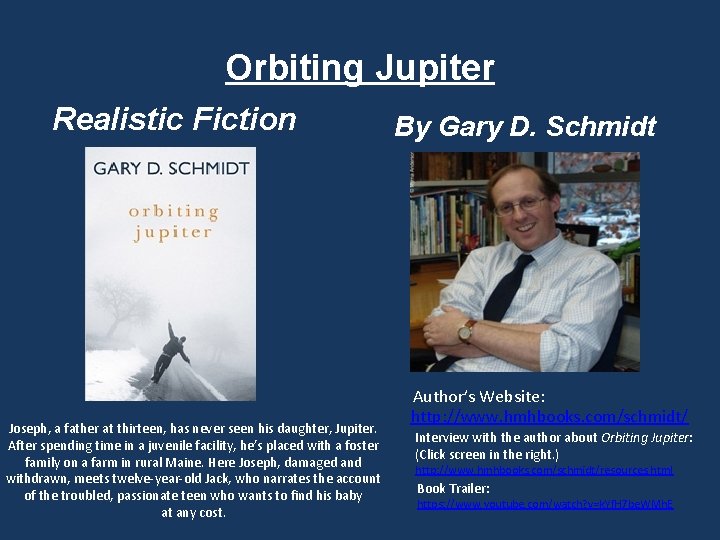 Orbiting Jupiter Realistic Fiction Joseph, a father at thirteen, has never seen his daughter,