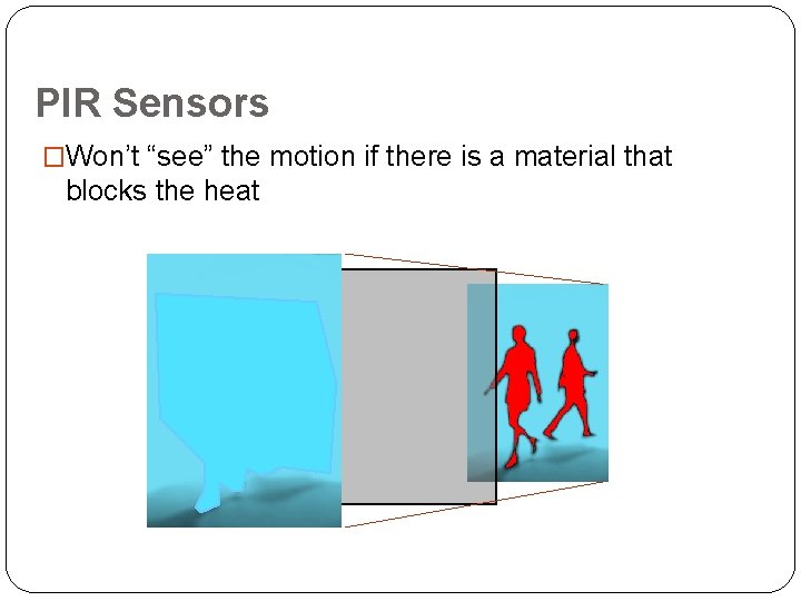 PIR Sensors �Won’t “see” the motion if there is a material that blocks the