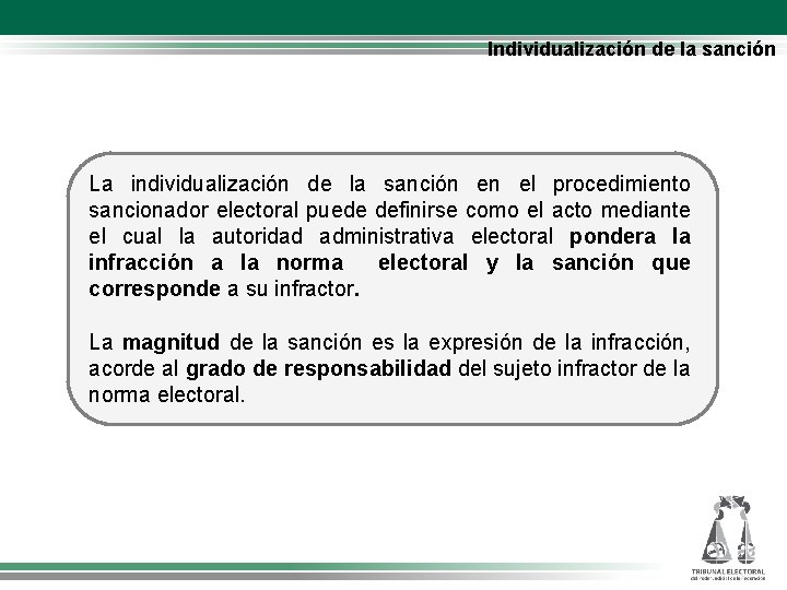 Individualización de la sanción La individualización de la sanción en el procedimiento sancionador electoral