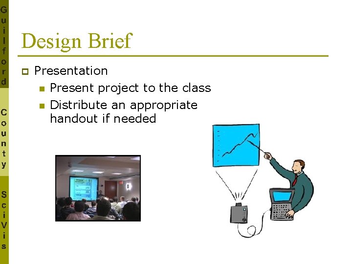 Design Brief p Presentation n Present project to the class n Distribute an appropriate