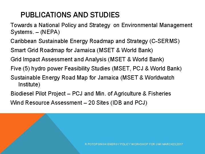 PUBLICATIONS AND STUDIES Towards a National Policy and Strategy on Environmental Management Systems. –
