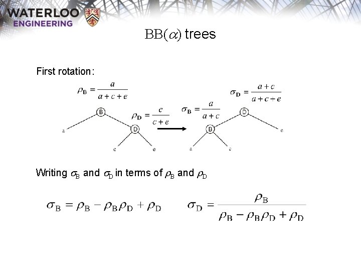 BB(a) trees First rotation: Writing s. B and s. D in terms of r.