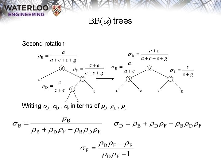 BB(a) trees Second rotation: Writing s. B, s. D , s. F in terms