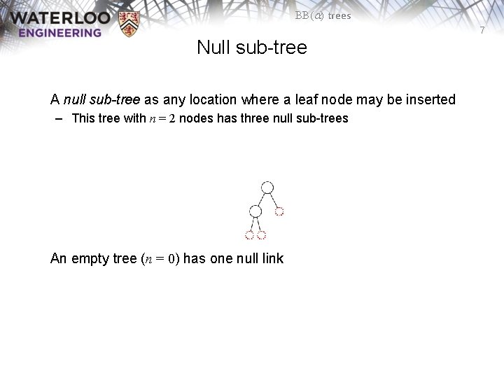 BB(a) trees 7 Null sub-tree A null sub-tree as any location where a leaf
