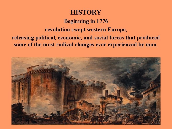 HISTORY Beginning in 1776 revolution swept western Europe, releasing political, economic, and social forces