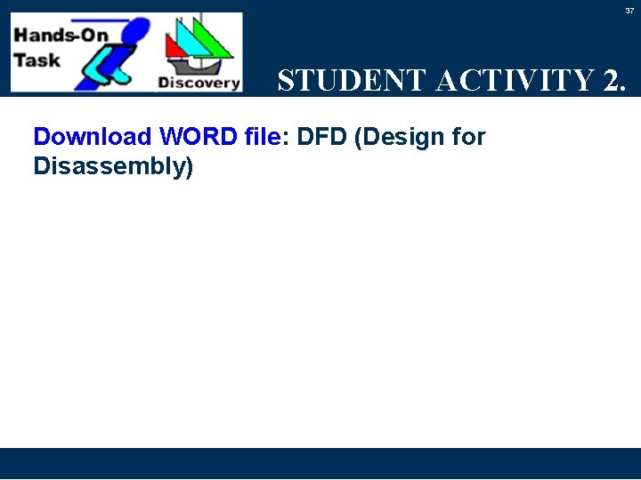37 STUDENT ACTIVITY 2. Download WORD file: DFD (Design for Disassembly) 