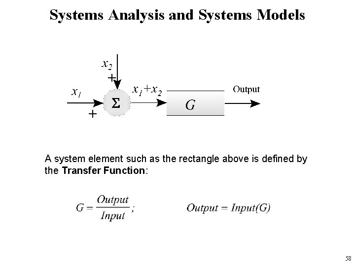 Systems Analysis and Systems Models A system element such as the rectangle above is