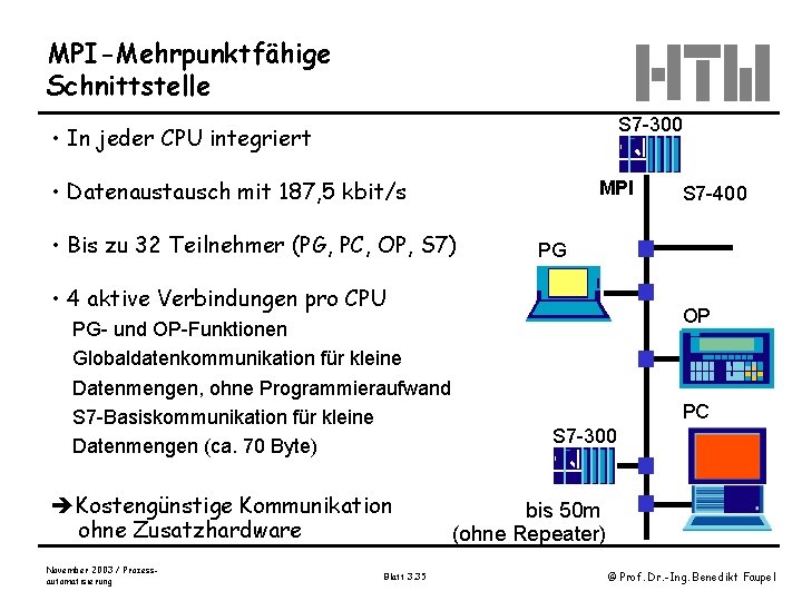 MPI-Mehrpunktfähige Schnittstelle S 7 -300 • In jeder CPU integriert • Datenaustausch mit 187,