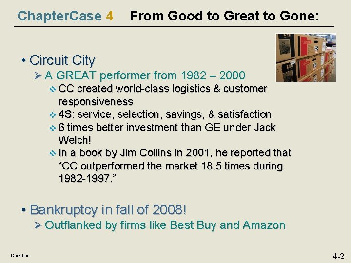 Chapter. Case 4 From Good to Great to Gone: • Circuit City Ø A Chapter. Case 4 From Good to Great to Gone: • Circuit City Ø A