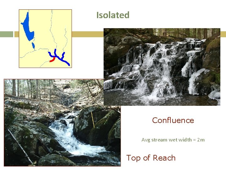 Isolated Confluence Avg stream wet width = 2 m Top of Reach 