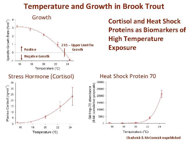 Temperature and Growth in Brook Trout Growth Positive 23. 5 – Upper Limit for