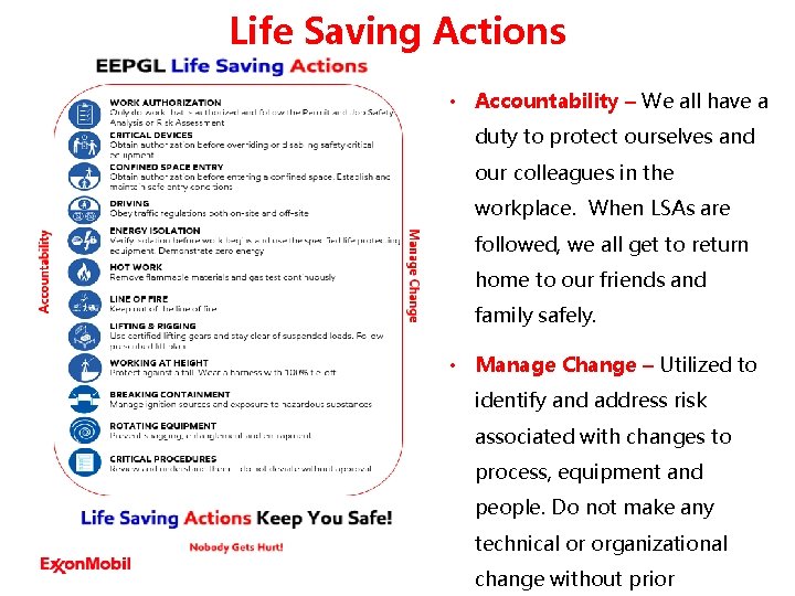 Life Saving Actions • Accountability – We all have a duty to protect ourselves Life Saving Actions • Accountability – We all have a duty to protect ourselves