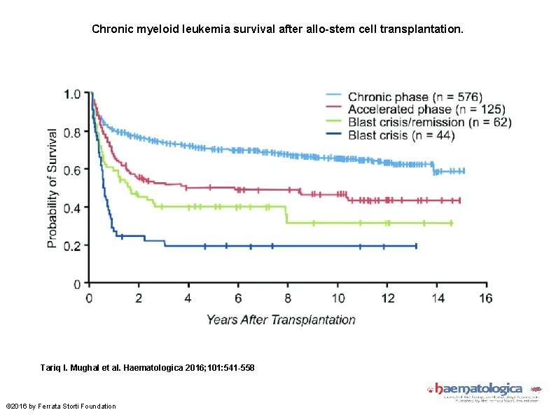 Chronic myeloid leukemia survival after allo-stem cell transplantation. Tariq I. Mughal et al. Haematologica