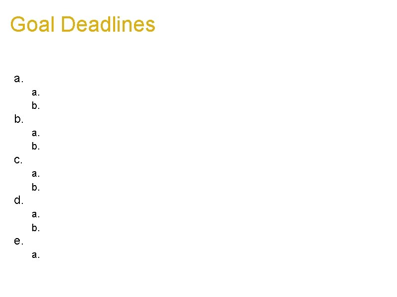 Goal Deadlines a. Week 4 - 10 -22 -2010 a. Evaluate current systems (Reservax