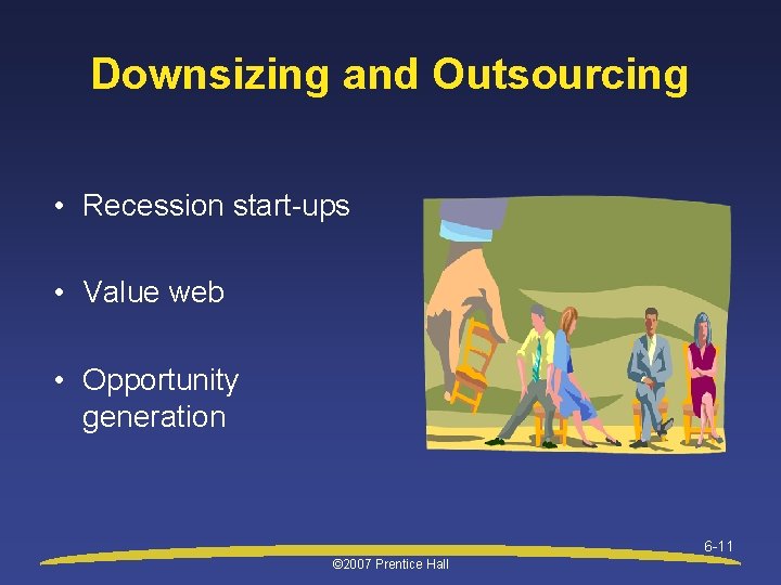 Downsizing and Outsourcing • Recession start-ups • Value web • Opportunity generation 6 -11