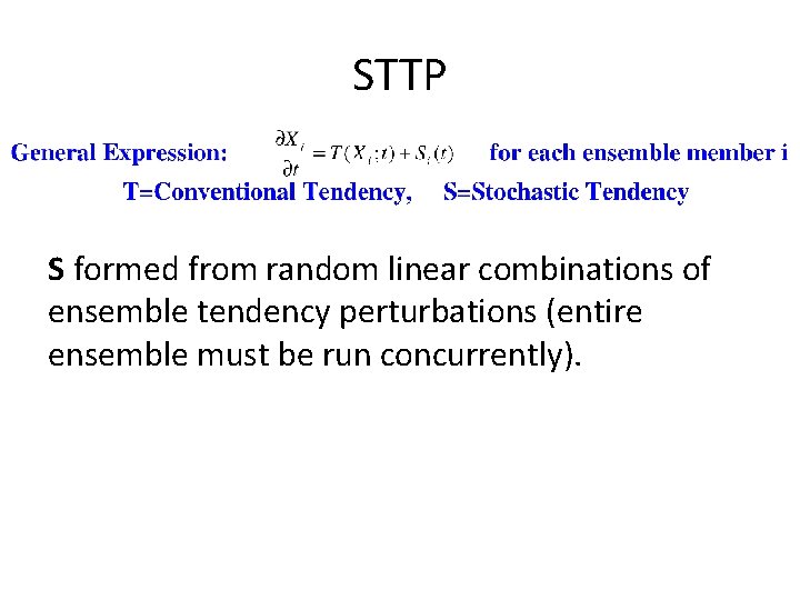 STTP S formed from random linear combinations of ensemble tendency perturbations (entire ensemble must