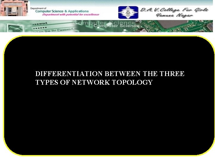 DIFFERENTIATION BETWEEN THE THREE TYPES OF NETWORK TOPOLOGY 