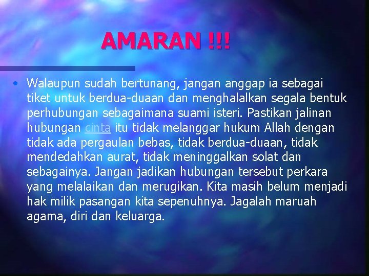 AMARAN !!! • Walaupun sudah bertunang, jangan anggap ia sebagai tiket untuk berdua-duaan dan