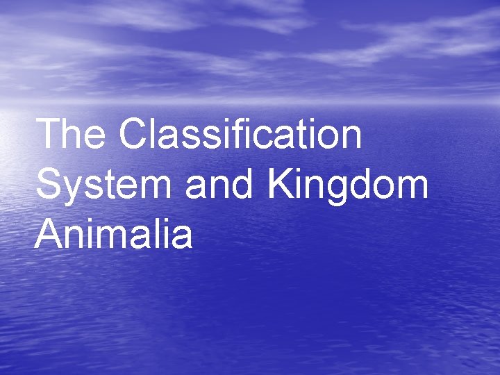 The Classification System and Kingdom Animalia 