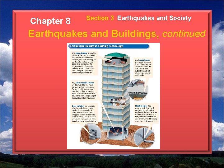Chapter 8 Section 3 Earthquakes and Society Earthquakes and Buildings, continued Chapter 8 Section 3 Earthquakes and Society Earthquakes and Buildings, continued