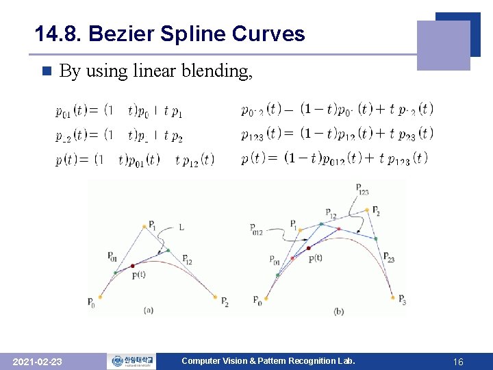 14. 8. Bezier Spline Curves n By using linear blending, 2021 -02 -23 Computer