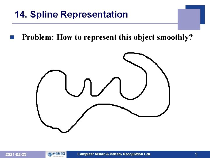 14. Spline Representation n Problem: How to represent this object smoothly? 2021 -02 -23