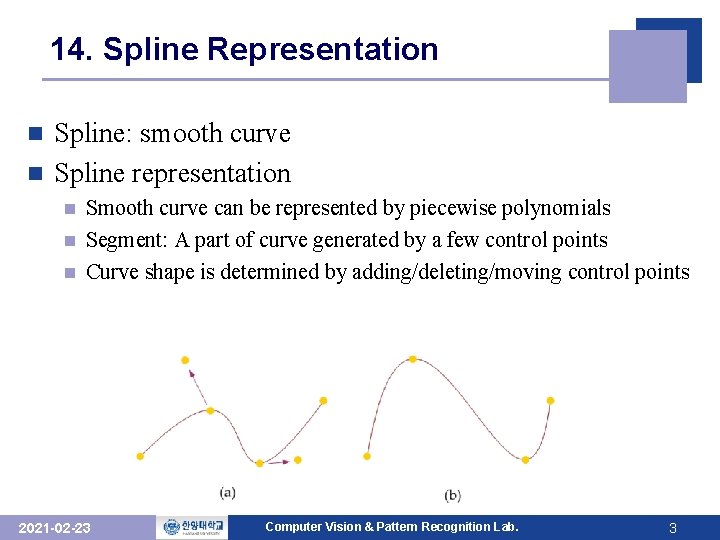 14. Spline Representation Spline: smooth curve n Spline representation n Smooth curve can be