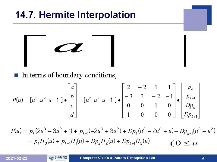 14. 7. Hermite Interpolation n In terms of boundary conditions, 2021 -02 -23 Computer