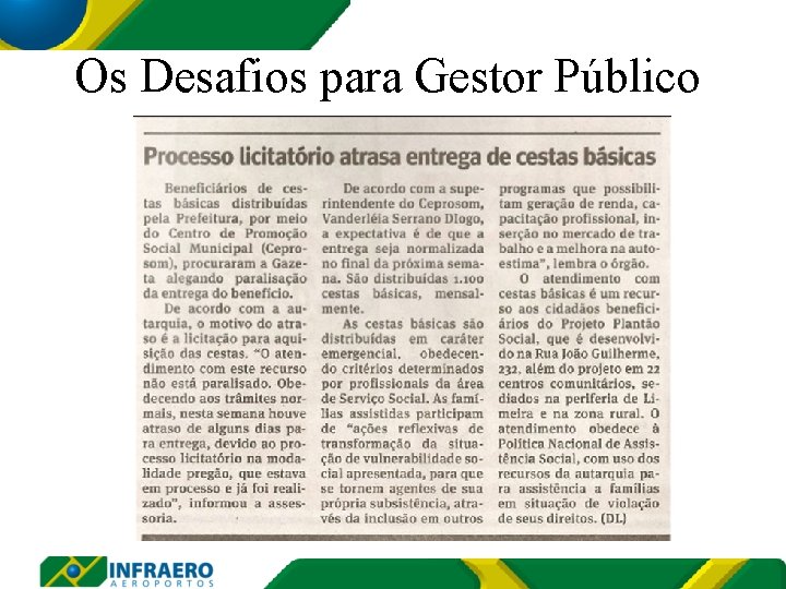 Os Desafios para Gestor Público 