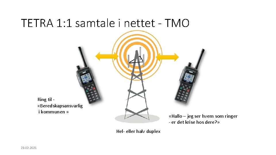 TETRA 1: 1 samtale i nettet - TMO Ring til «Beredskapsansvarlig i kommunen »