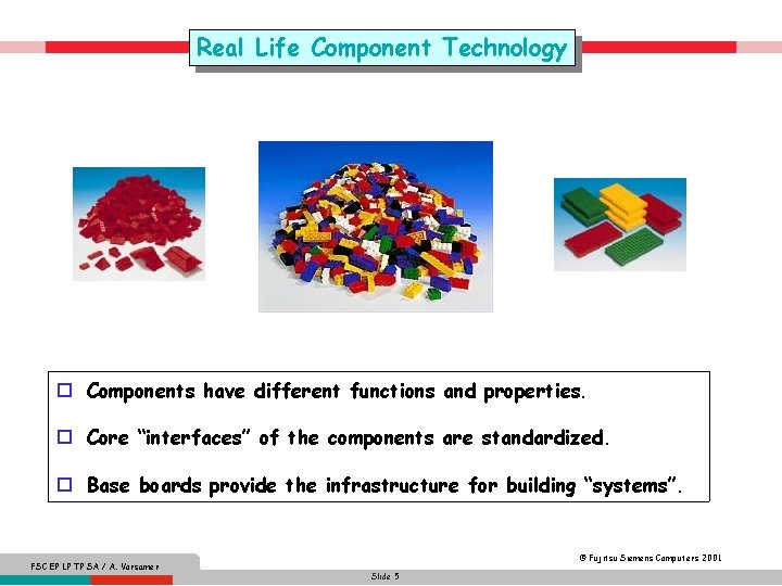 Real Life Component Technology o Components have different functions and properties. o Core “interfaces”