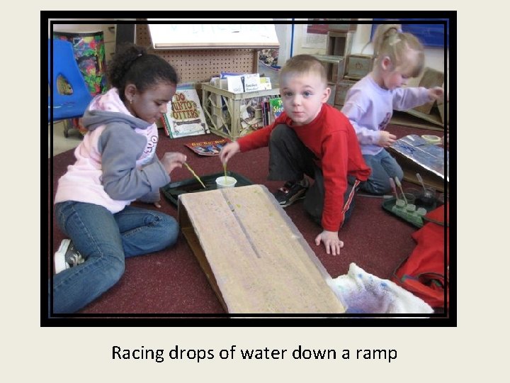 Racing drops of water down a ramp 