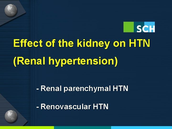 Effect of the kidney on HTN (Renal hypertension) - Renal parenchymal HTN - Renovascular