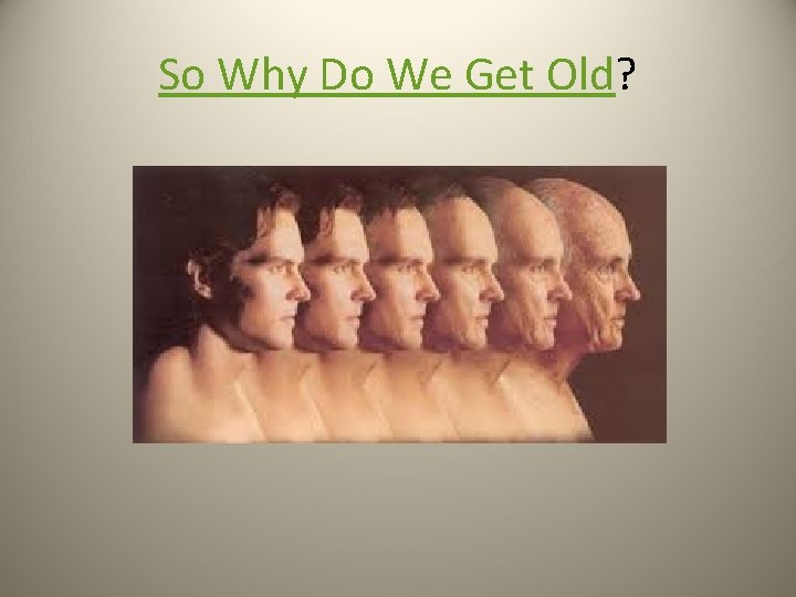 So Why Do We Get Old? 