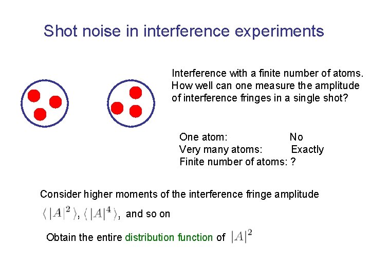 Shot noise in interference experiments Interference with a finite number of atoms. How well