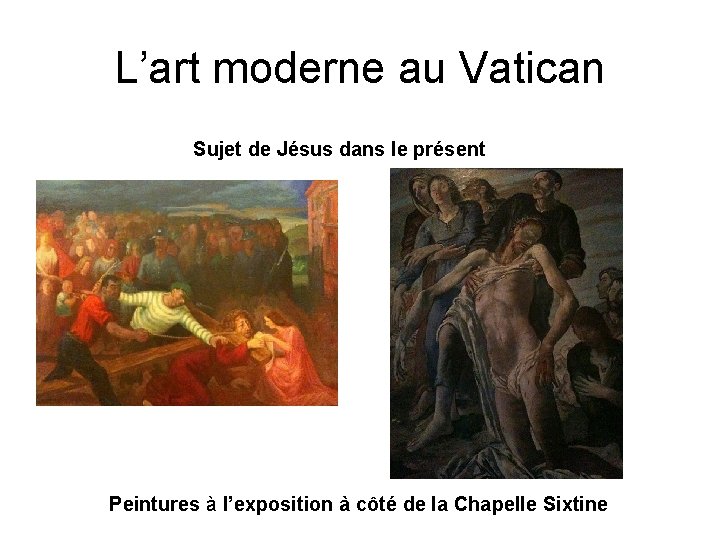 L’art moderne au Vatican Sujet de Jésus dans le présent Peintures à l’exposition à