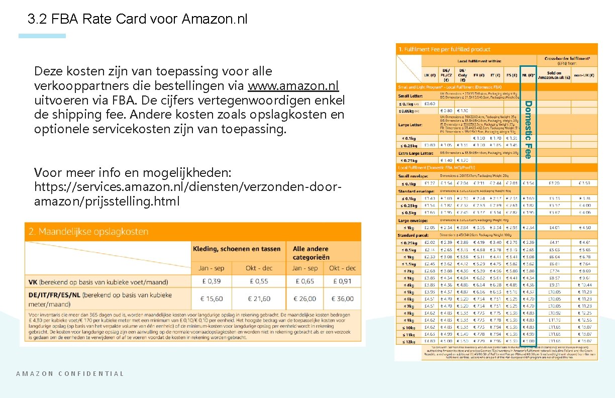 3. 2 FBA Rate Card voor Amazon. nl Domestic Fee Deze kosten zijn van