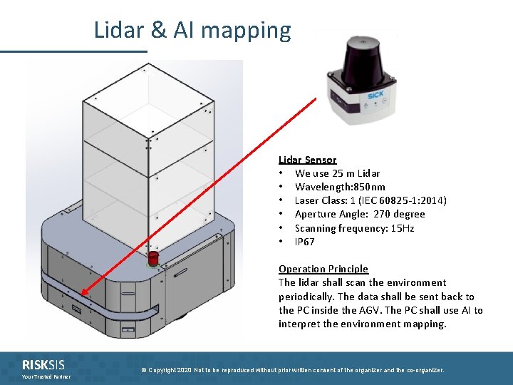 Lidar & AI mapping Lidar Sensor • We use 25 m Lidar • Wavelength: